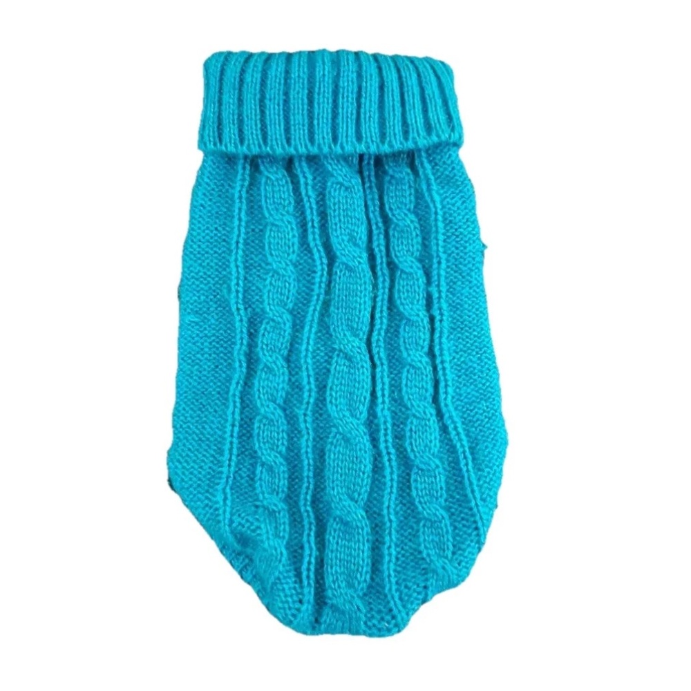 Dog Knit Sweater Blue XS Adjustable Collar